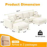 Deep Seat Convertible Sofa With Soft Pillows And Ottomans - Furniture Home Direct