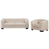 Modern 3-Piece Velvet Upholstered Living Room Set Including Sofa, Love Seat and Chair, Beige - Furniture Home Direct