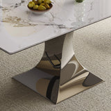 Modern Rectangular Dining Table For 6 - 8, Plated Hourglass Base - Furniture Home Direct