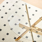 Dining Table With Cross Metal Leg And Tempered Glass, Modern Space Saving Kitchen Table For Living Room - Furniture Home Direct
