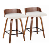 Maya - Mid Century Modern Fixed Height Counter StoolSwivel And Square Footrest (Set of 2) - Furniture Home Direct