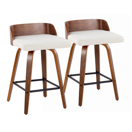 Maya - Mid Century Modern Fixed Height Counter StoolSwivel And Square Footrest (Set of 2) - Furniture Home Direct