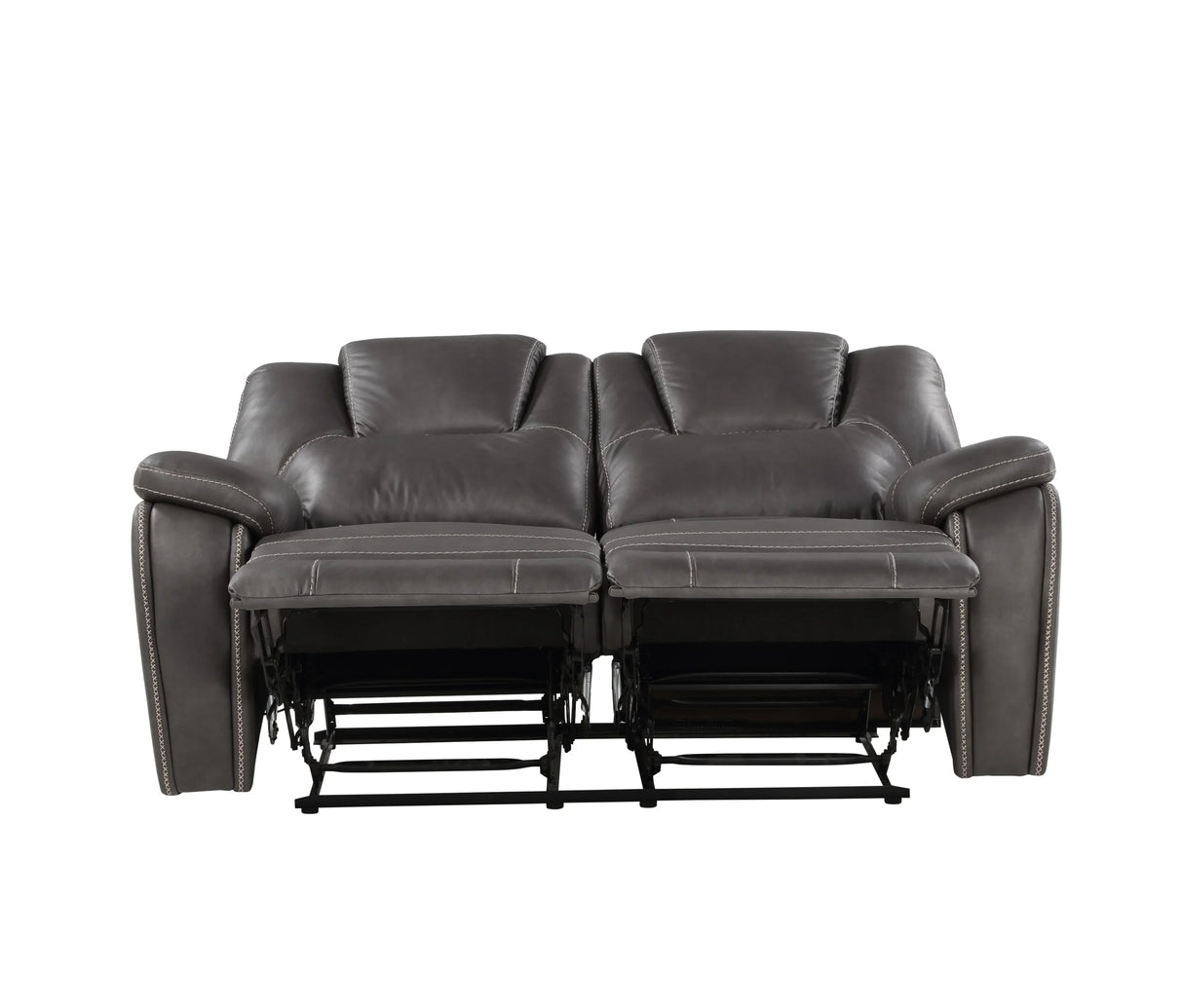 Katrine - Charcoal PU Manual Loveseat - Charcoal Black - Furniture Home Direct