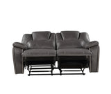 Katrine - Charcoal PU Manual Loveseat - Charcoal Black - Furniture Home Direct