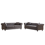 Traditional 2 Piece Living Room Set (2 Sofas) - Gray - Furniture Home Direct