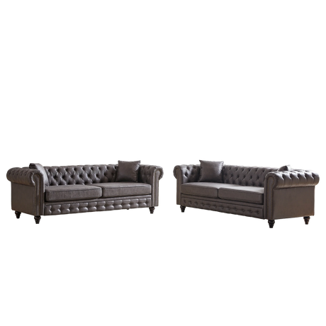 Traditional 2 Piece Living Room Set (2 Sofas) - Gray - Furniture Home Direct