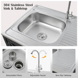 Outdoor Movable Kitchen Sink Patio Modular Kitchen Sink Station With Cabinet For Garden, Patio, Backyard - Matte Black - Furniture Home Direct