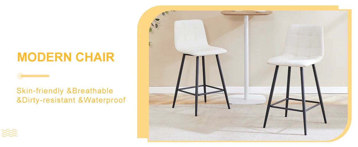 Counter Height Bar Stools Upholstered PU Leather White - Furniture Home Direct