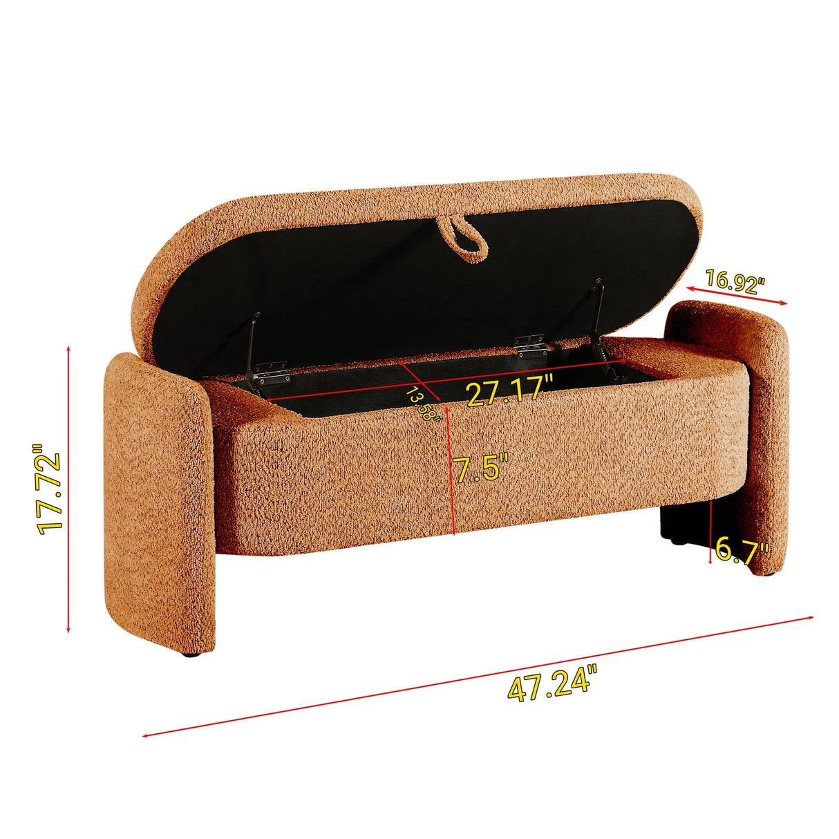 Ottoman Oval Storage Bench, 3D Lamb Fleece Bench With Large Storage Space For The Living Room, Entryway And Bedroom - Furniture Home Direct