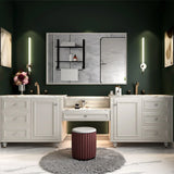 Rectangular Wall-Mounted Beveled Bathroom Mirror, Square Angle Metal Frame Wall Mounted Bathroom Mirrors For Wall (Horizontal & Vertical) - Glossy White - Furniture Home Direct