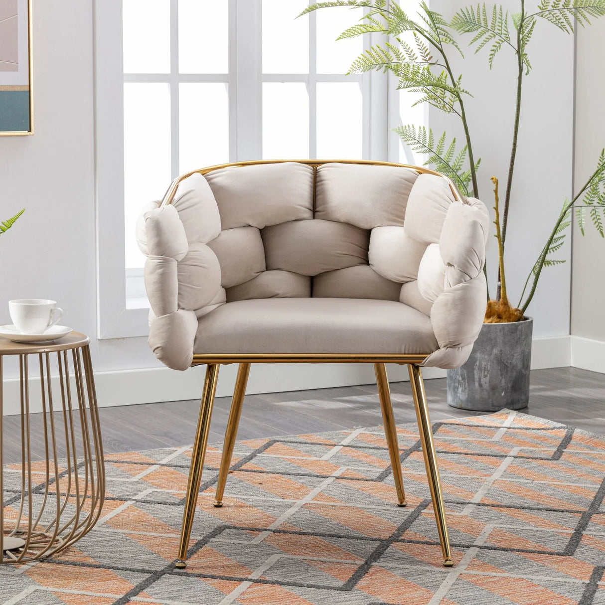 Luxury Modern Simple Leisure Velvet Single Sofa Chair Bedroom Lazy Person Household Dresser Stool Manicure Table Back Chair - Furniture Home Direct