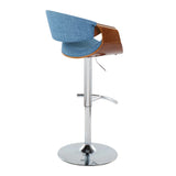 Curvo - Mid Century Modern Adjustable Barstool With Swivel With Rounded T Footrest (Set of 2) - Furniture Home Direct