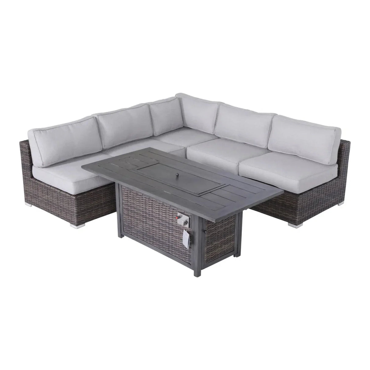 6 Piece Sectional Sofa Set With Cushions - Brown - Furniture Home Direct