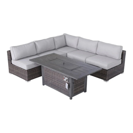 6 Piece Sectional Sofa Set With Cushions - Brown - Furniture Home Direct