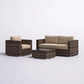Modern Style Hdpe Wicker Seating Group With Cushions For 3 People In Brown Finish - Furniture Home Direct