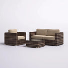 Modern Style Hdpe Wicker Seating Group With Cushions For 3 People In Brown Finish - Furniture Home Direct