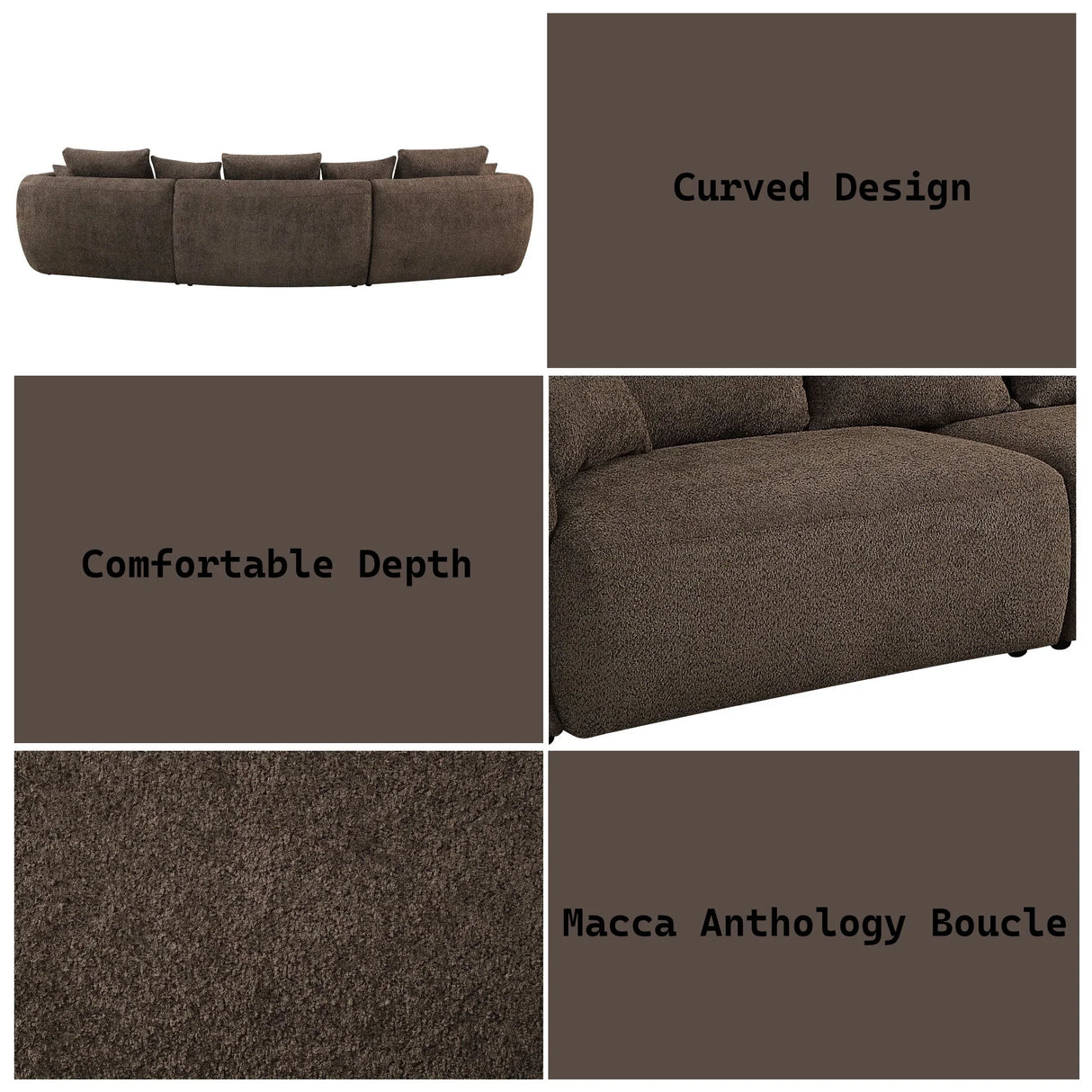 Bash - Anthology Boucle Sofa With Pillows - Brown - Furniture Home Direct