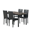 5 Piece Dinning Set With Faux Marble Top, Table & 4 Chairs - Black - Furniture Home Direct