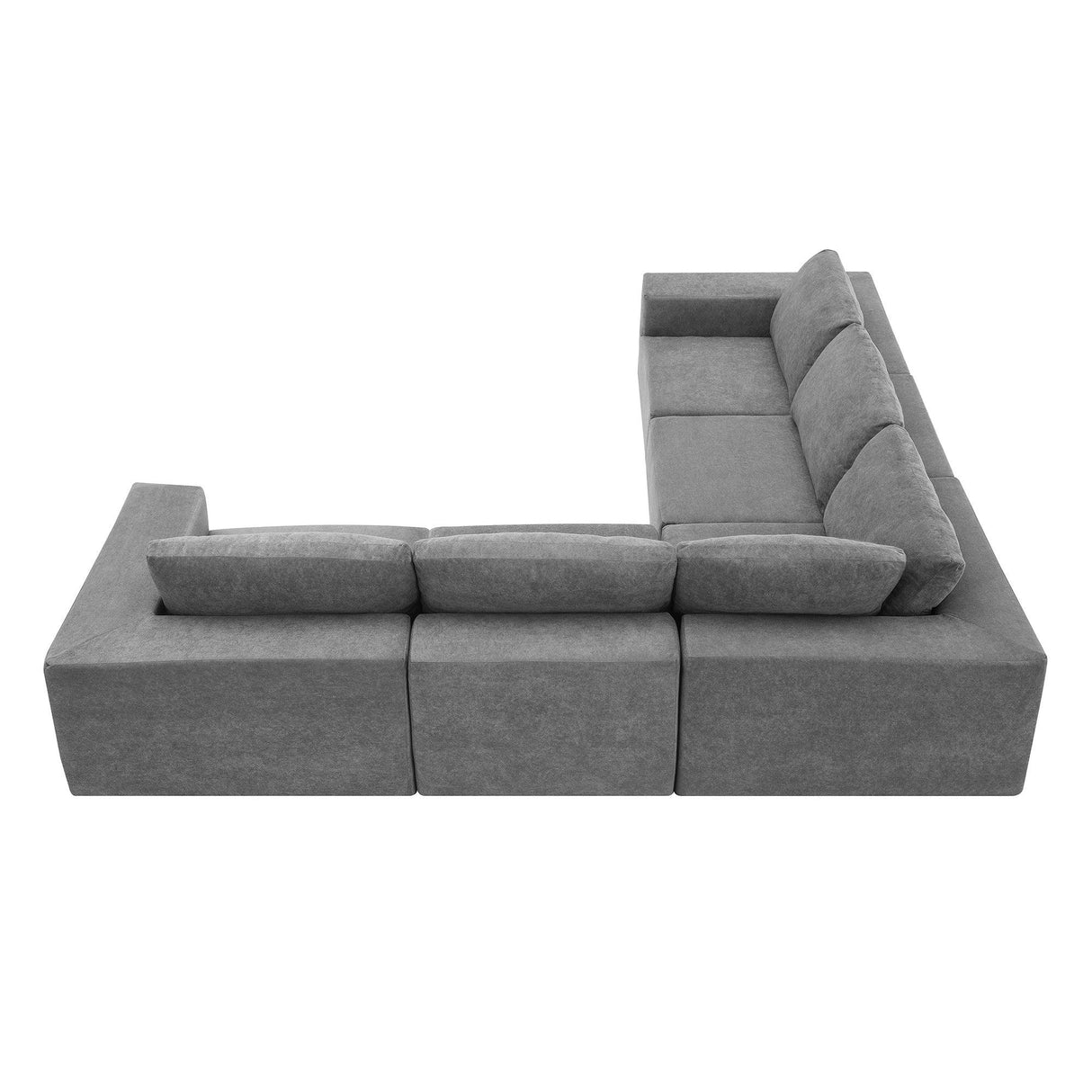 L Shaped Modular Sectional Sofa With Wide Seats Gray - Furniture Home Direct