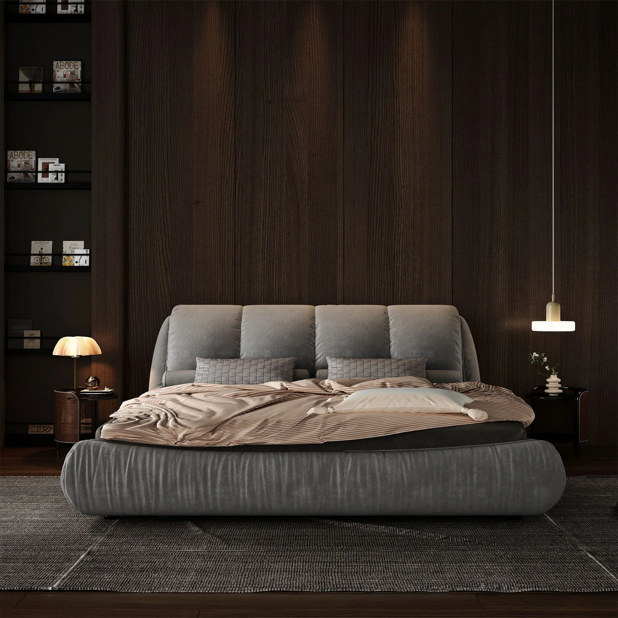 Luxury Upholstered Platform Bed With Oversized Padded Backrest And Solid Wood Frame - Furniture Home Direct