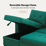 Lucca - Linen Reversible Sleeper Sectional Sofa With Storage Chaise - Furniture Home Direct