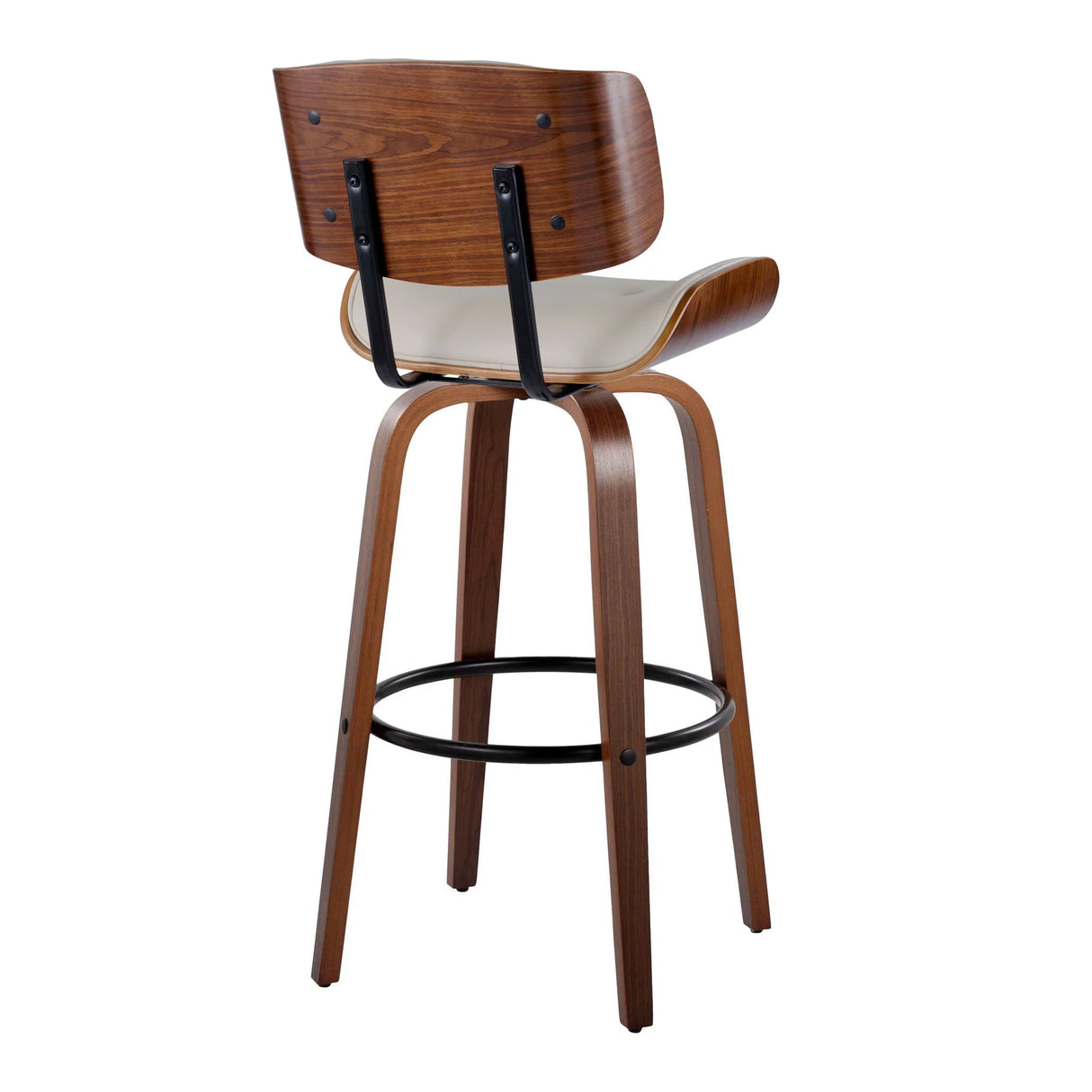 Lombardi - Mid-Century Modern Fixed Height Barstool With Swivel With Round Footrest (Set of 2) - Furniture Home Direct