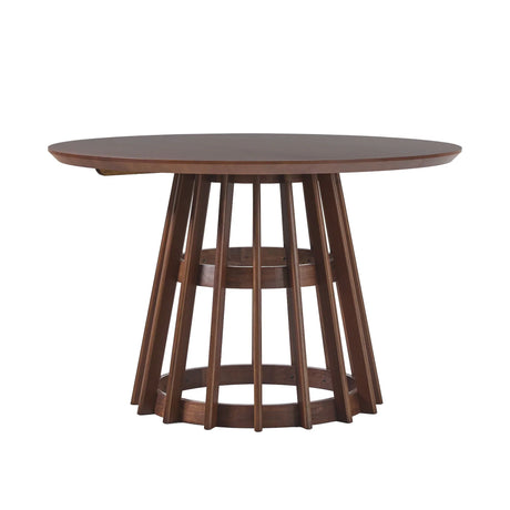 Round Dining Table With Pedestal Base - Brown - Furniture Home Direct