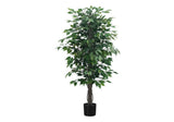 58" Tall, Artificial Plant, Ficus Tree, Indoor, Faux, Fake, Floor, Greenery, Potted, Decorative - Green / Black - Furniture Home Direct
