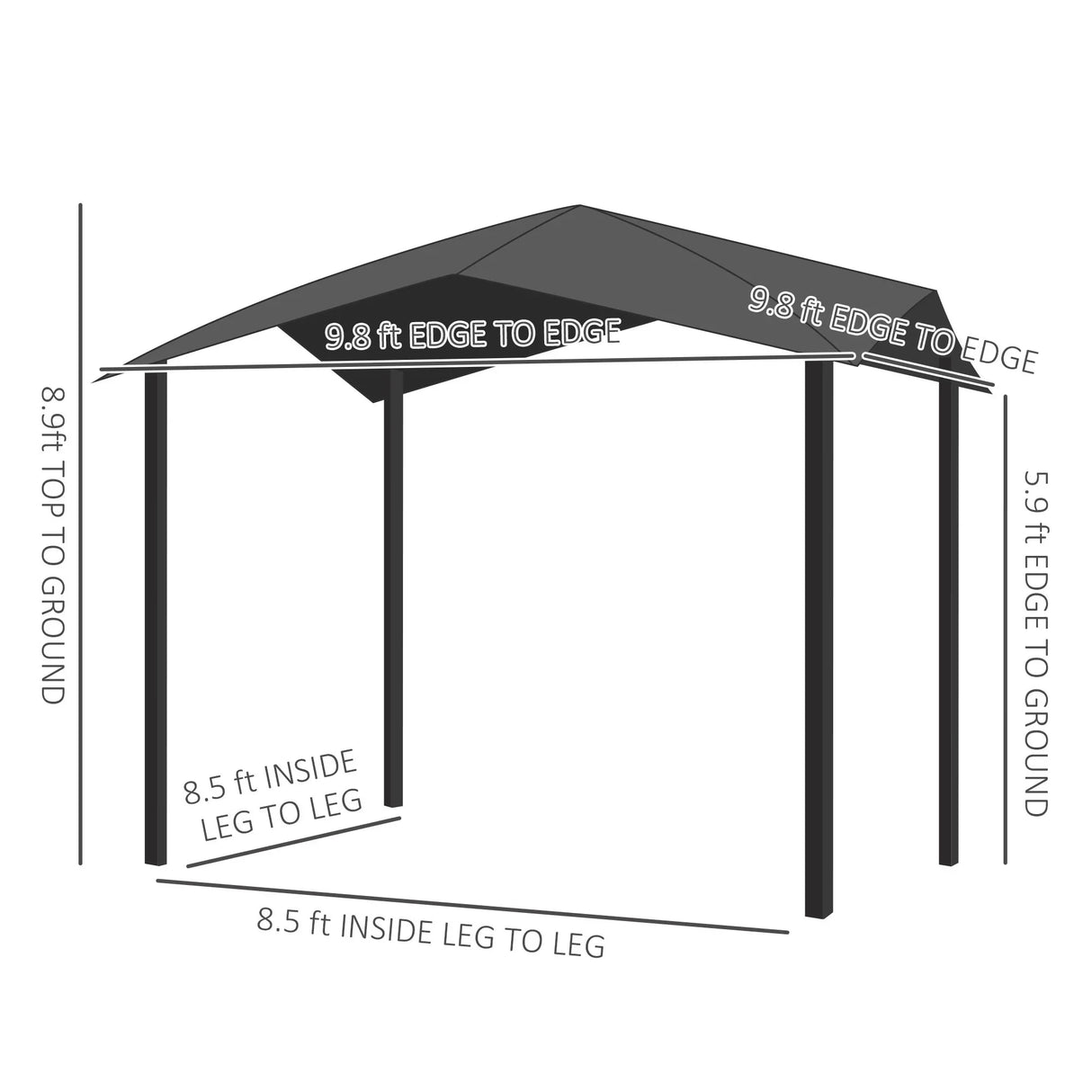 Outsunny - 10' x 10' Soft Top Patio Gazebo Outdoor Canopy With Unique Geometric Design Roof, All-Weather Steel Frame - Gray - Furniture Home Direct