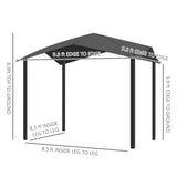 Outsunny - 10' x 10' Soft Top Patio Gazebo Outdoor Canopy With Unique Geometric Design Roof, All-Weather Steel Frame - Gray - Furniture Home Direct