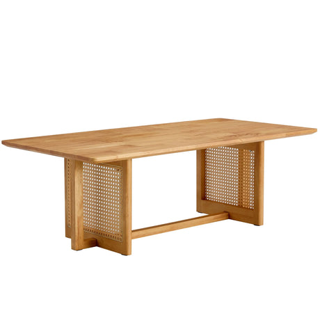 Chinese Style White Solid Wood And Imitation Rattan Coffee Table - Furniture Home Direct