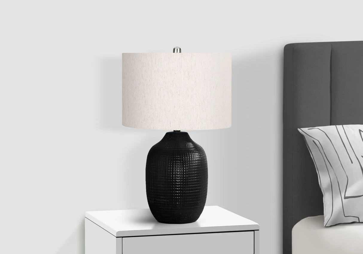 Lighting, Table Lamp, Ceramic, Contemporary - Black / Cream - Furniture Home Direct