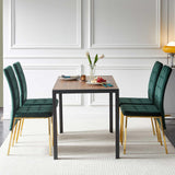 5 Pieces Dining Set Including Velvet High Back Golden Color Legs Nordic Dining Chair & Creative Design Dining Table - Furniture Home Direct
