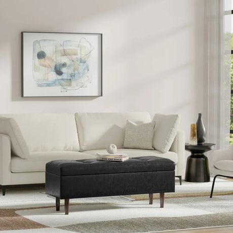 Shay - Large Square Coffee Table Storage Ottoman Mid-Century Style - Furniture Home Direct