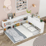 Floor Bed With L-Shaped Bookcases, Sliding Doors, Without Slats - Furniture Home Direct