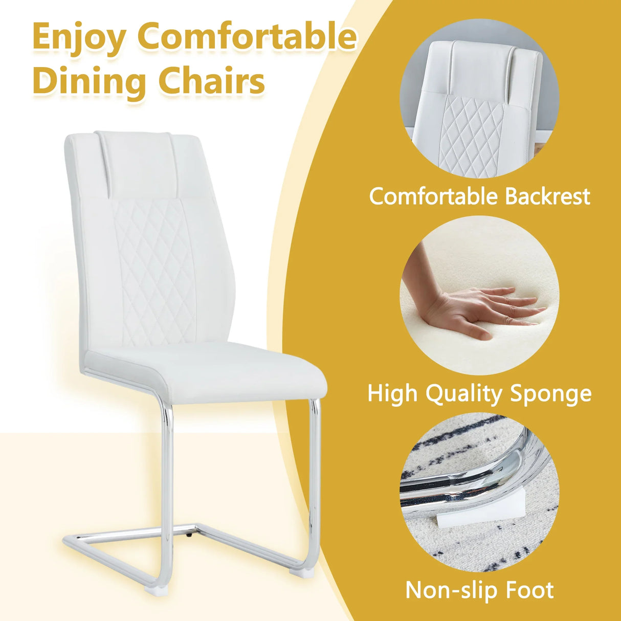 Dining Set with 7 Piece Table and Chairs Modern White - Furniture Home Direct