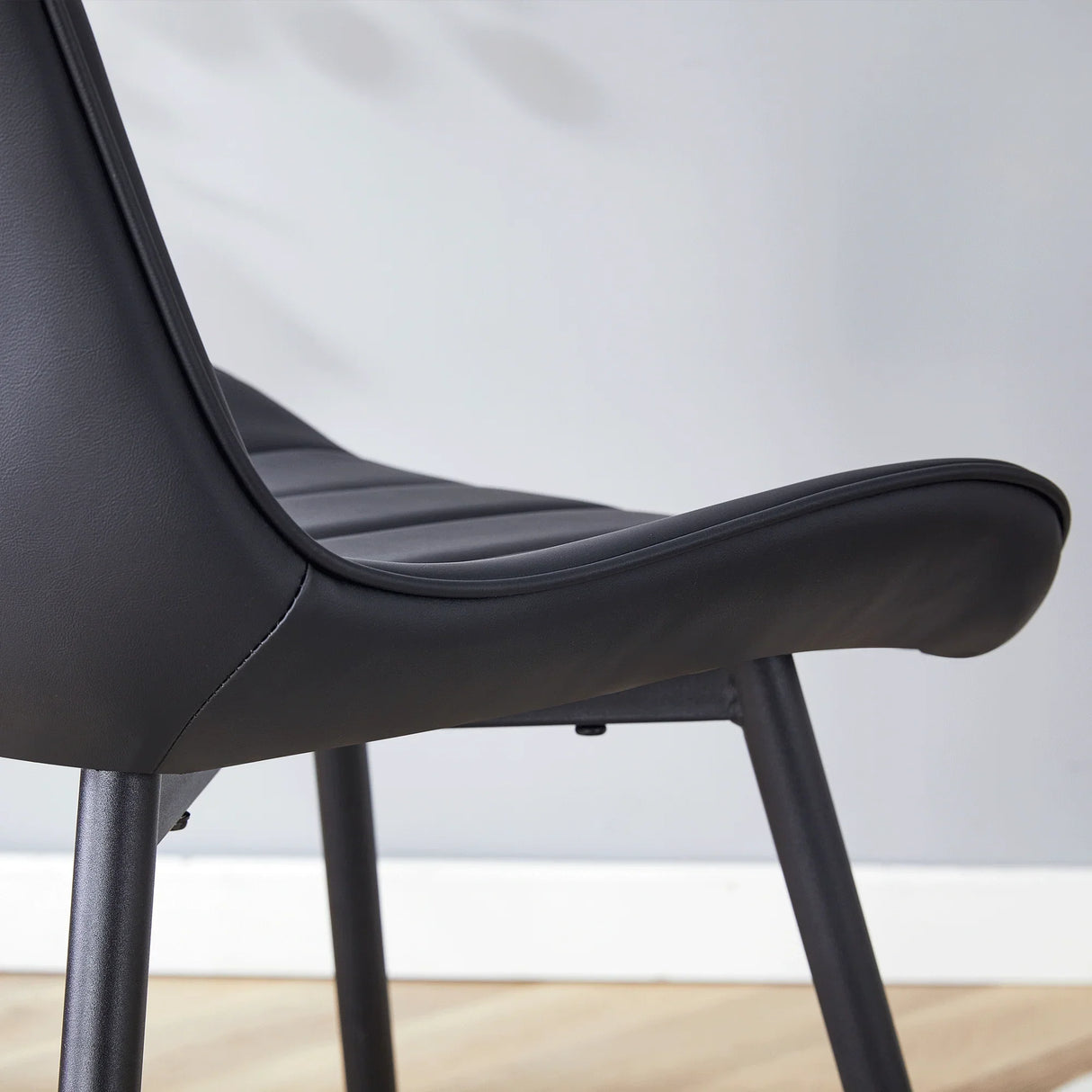 Dining Chairs With PU Leather Upholstery Metal Legs Black - Furniture Home Direct