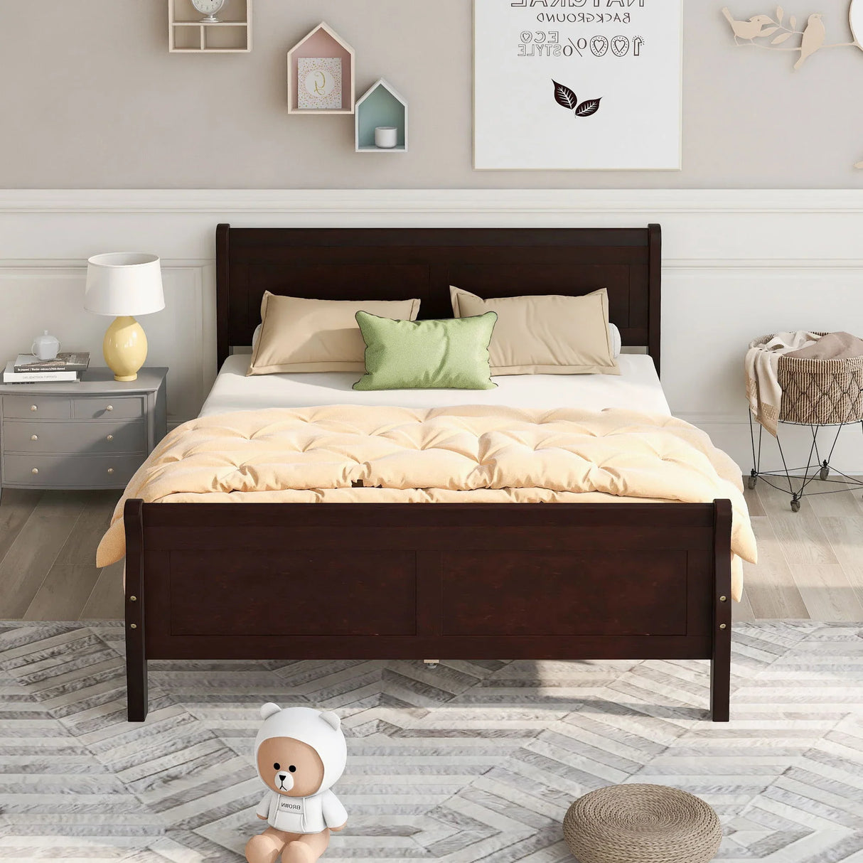 Platform Bed Frame Mattress Foundation Sleigh Bed With Headboard / Footboard / Wood Slat Suppor - Furniture Home Direct