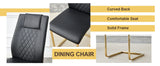 Dining Set Round Glass Table Six Faux Leather Chairs Black - Furniture Home Direct