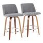 Toriano - Mid-Century Modern Fixed Height Counter Stool With Round Footrest (Set of 2) - Furniture Home Direct