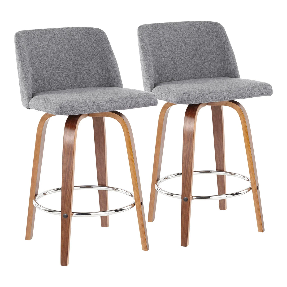 Toriano - Mid-Century Modern Fixed Height Counter Stool With Round Footrest (Set of 2) - Furniture Home Direct