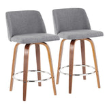 Toriano - Mid-Century Modern Fixed Height Counter Stool With Round Footrest (Set of 2) - Furniture Home Direct