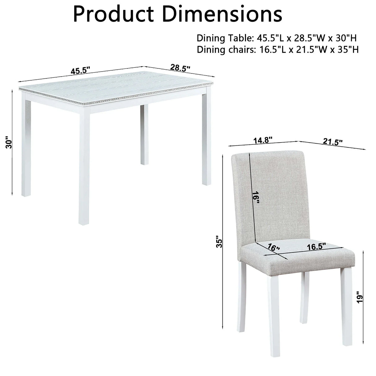 Dining Table Set With Crystal Decoration And Upholstered Chairs - Furniture Home Direct