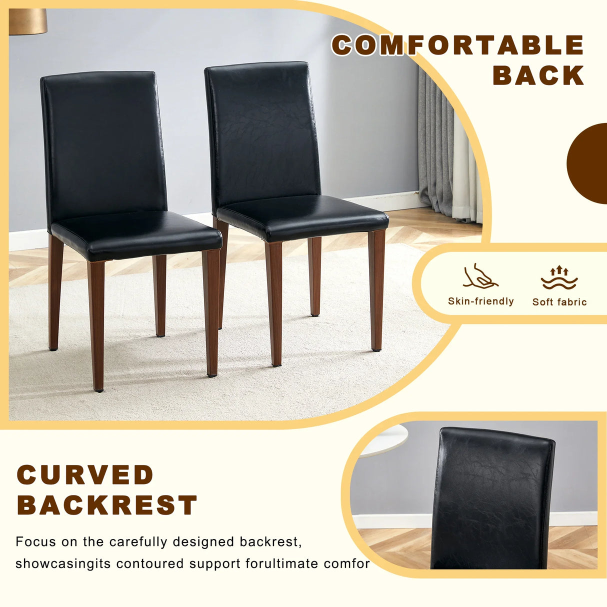 Dining Set Glass Top Table With PU Leather Chairs Black - Furniture Home Direct