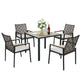 5 Piece Patio Dining Table Set, Acacia Wood Table Top With Umbrella Hole - Furniture Home Direct