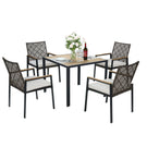 5 Piece Patio Dining Table Set, Acacia Wood Table Top With Umbrella Hole - Furniture Home Direct