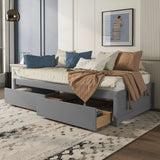 Twin Bed With 2 Drawers, No Box Spring Needed - Gray - Furniture Home Direct