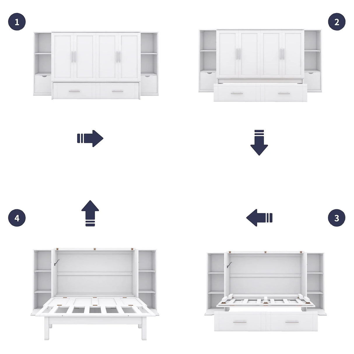 Murphy Bed With Shelves, Drawers And USB Ports - Furniture Home Direct