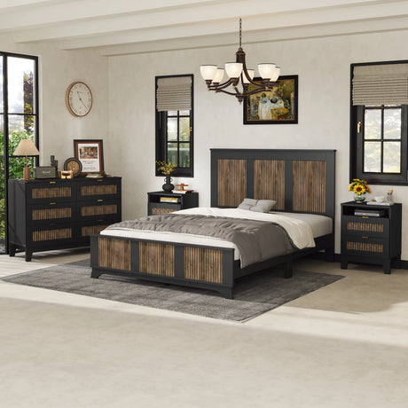 Queen Bed Set With Dresser And Two Nightstands Black - Furniture Home Direct
