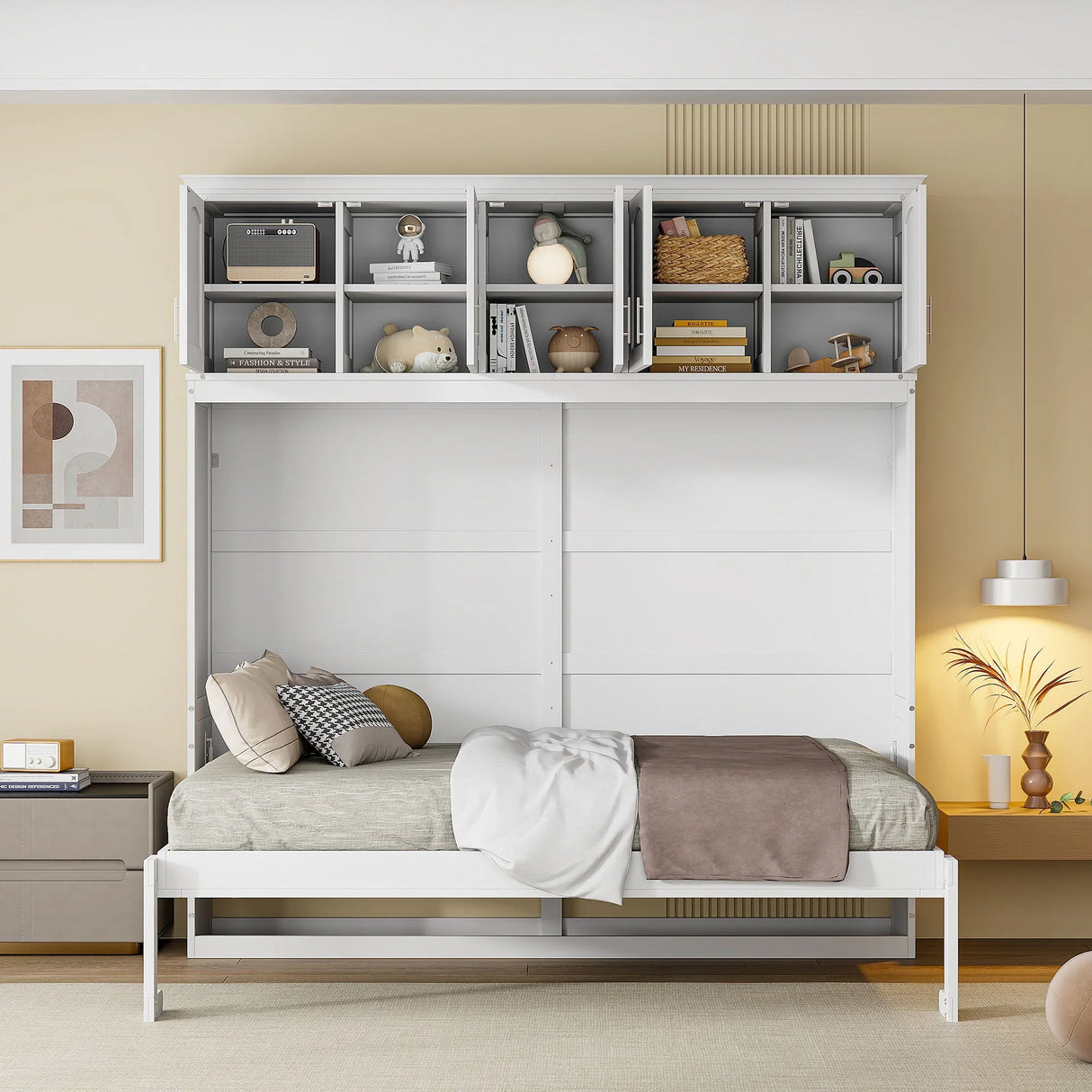 Murphy Modern Bed With Top Cabinets For Space Saving And Comfort - Furniture Home Direct